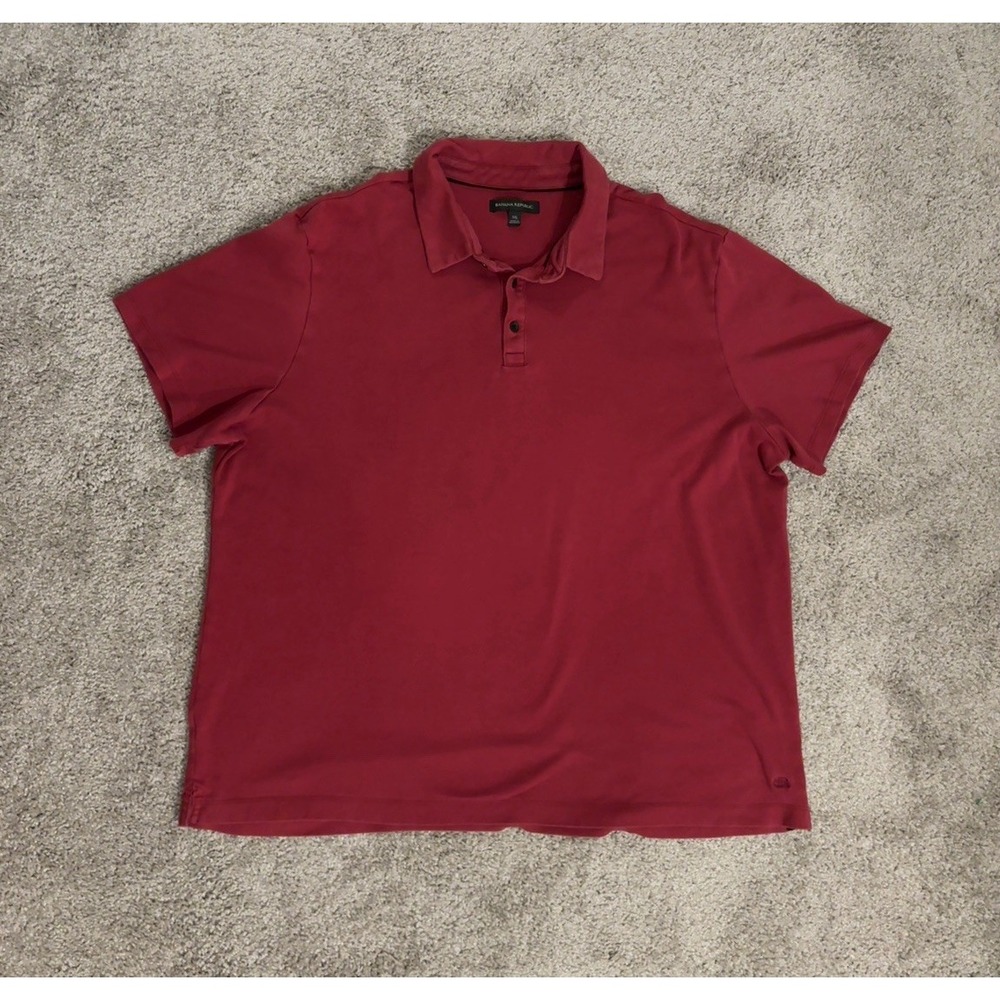 Banana Republic 100% Cotton Men's Red Solid Short Sleeve Polo Shirt XXL